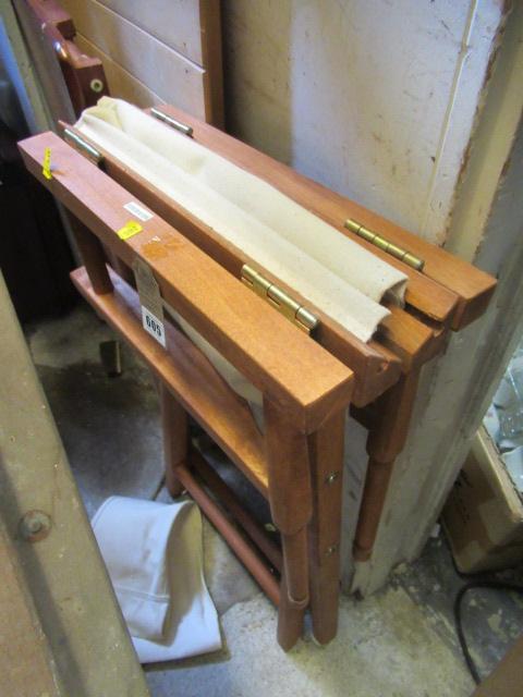 PAIR OF FOLDING TABLES AND A DIRECTORS CHAIR Image