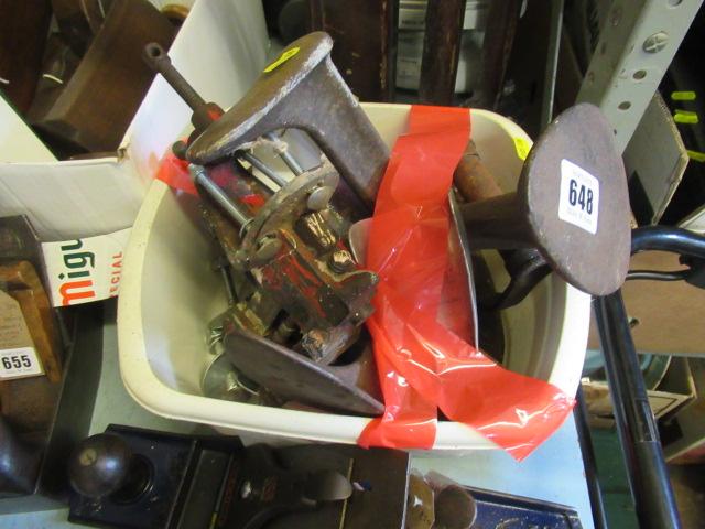 TUB OF COBBLERS LASTS AND A VICE Image