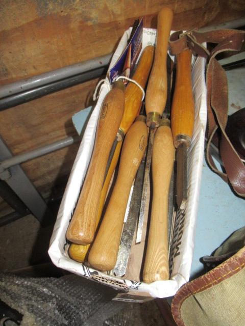 BOX OF WOOD TURNING CHISELS Image