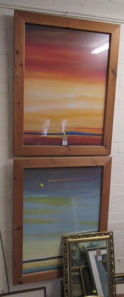 TWO PINE FRAMED ABSTRACT PRINTS Image