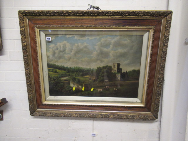 GILT FRAMED OIL ON CANVAS LANDSCAPE Image