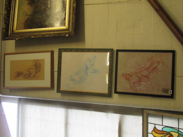 THREE FRAMED NUDE LIFE DRAWINGS BY ANN CARR Image