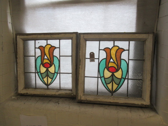 PAIR OF STAINED GLASS PANELS Image