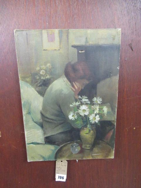 OIL OF SEATED LADY INITIALLED F.G. Image