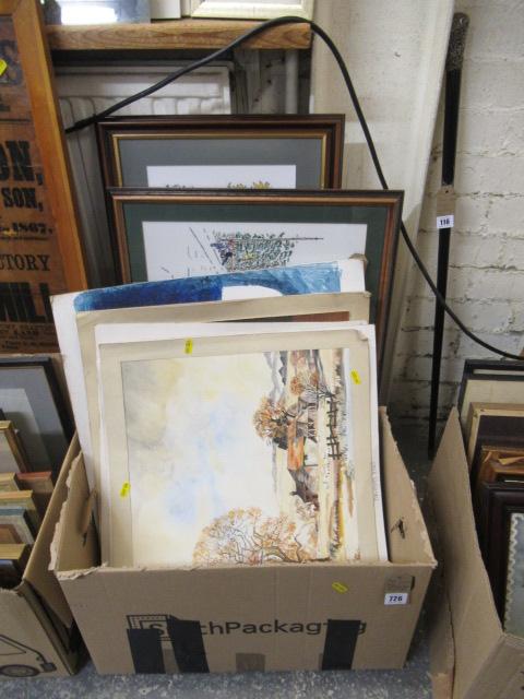 BOX OF UNFRAMED PICTURES Image