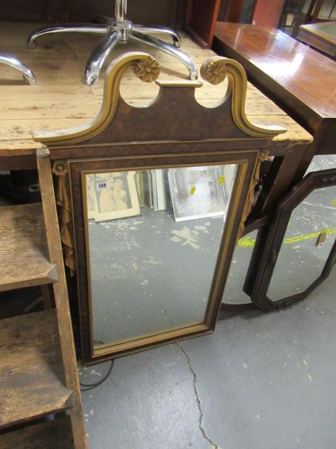 GILT AND SIMULATED WALNUT FRAMED MIRROR Image