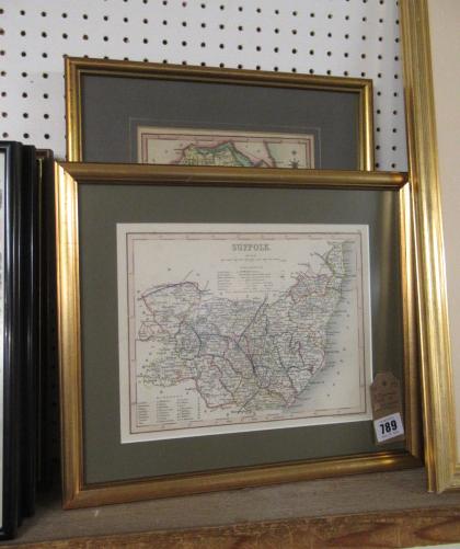 TWO FRAMED MAPS OF LINCOLNSHIRE AND SUFFOLK Image