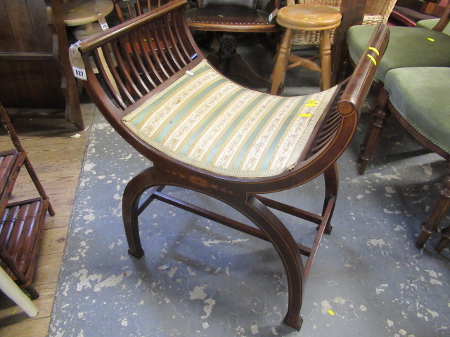 EDWARDIAN X FRAMED MAHOGANY DRESSING STOOL Image