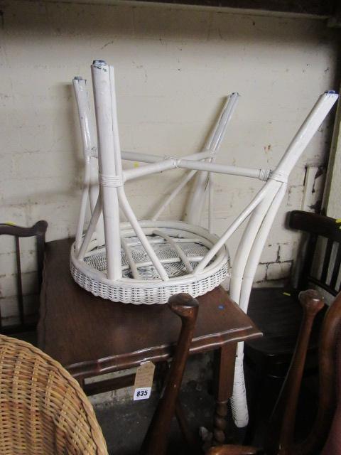PAINTED WICKER CHAIR AND A BARLEY TWIST LEG TABLE Image