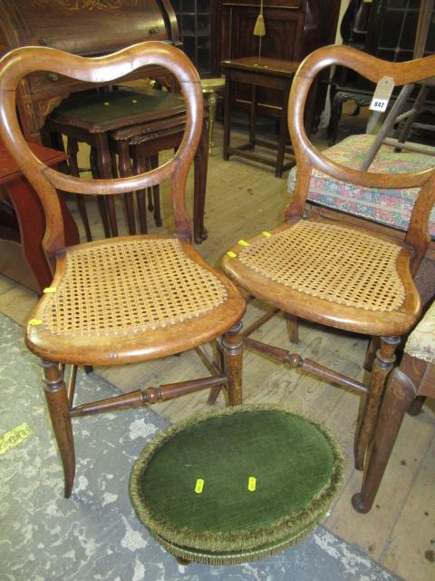 PAIR OF WICKER SEATED LADY'S CHAIRS AND A STOOL Image