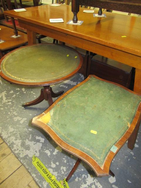 LEATHER TOP CIRCULAR COFFEE TABLE AND ANOTHER Image