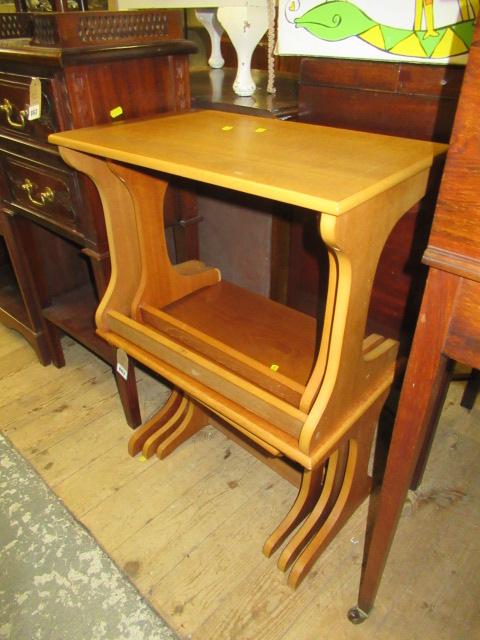 TWO NESTS OF TEAK RETRO TABLES Image