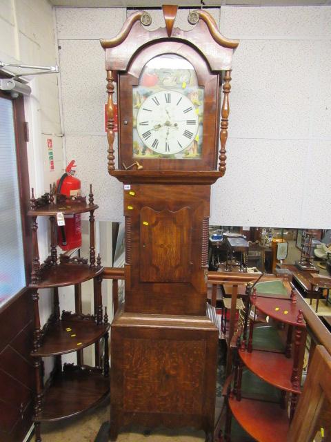 PAINTED DIAL CLECKHEATON OAK AND MAHOGANY LONGCASE CLOCK Image