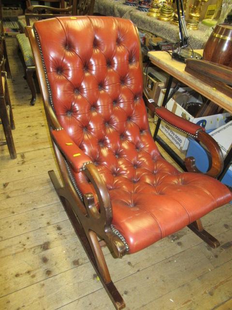 LEATHER BUTTON BACK ROCKING CHAIR Image