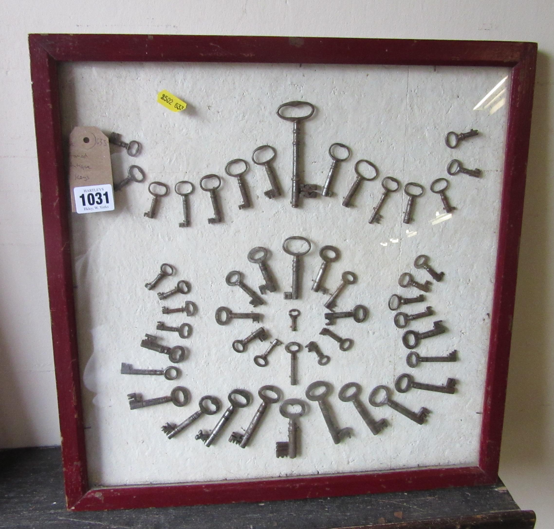 Framed antique keys | Hartleys Auctioneers & Valuers