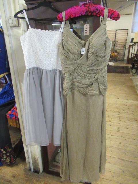 GINA BACCONI SILK EVENING DRESS AND A WHITE COCKTAIL DRESS Image