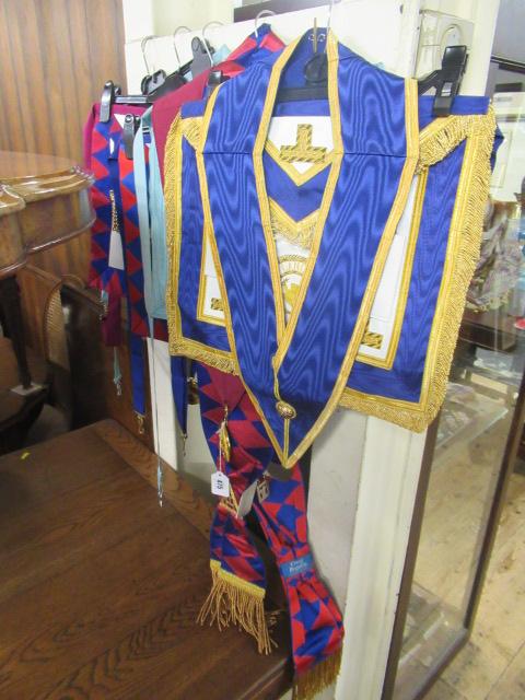 SIX MASONIC APRONS AND REGALIA Image