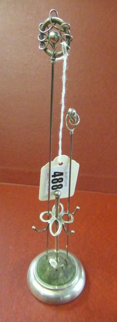 SILVER HAT PIN STAND WITH TWO CHARLES HORNER HAT PINS Image