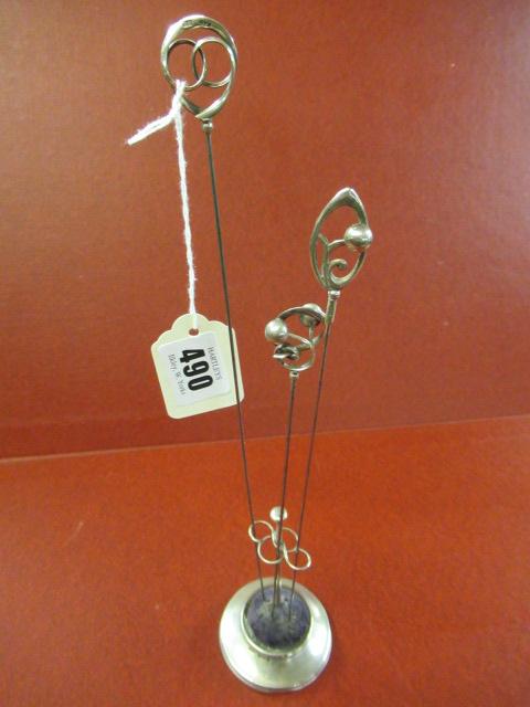 SILVER HAT PIN STAND WITH TRHEE CHARLES HORNER SILVER HAT PINS Image