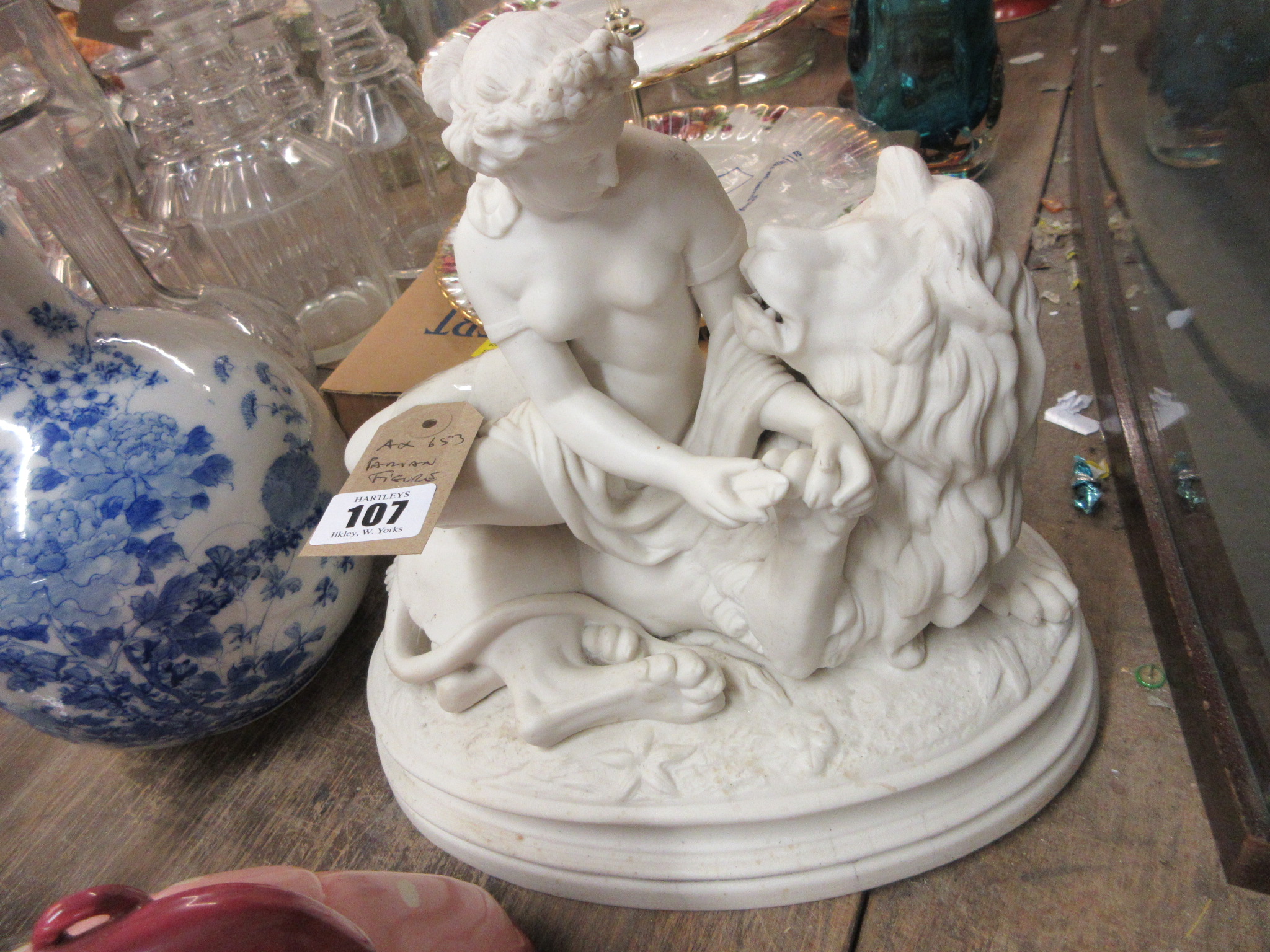 Bevington parian figure una and the lion | Hartleys Auctioneers & Valuers