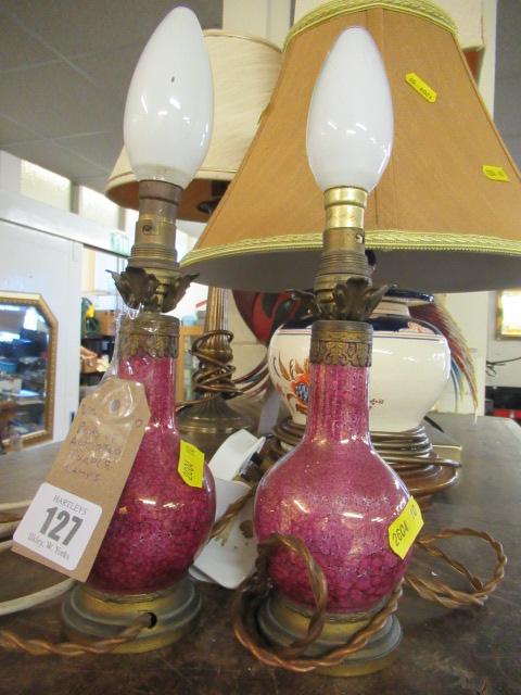 PAIR OF ART DECO PURPLE LAMPS Image