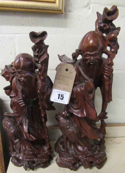 TWO CHINESE FIGURAL ROOT CARVINGS Image