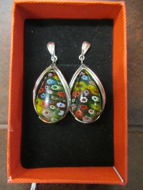 PAIR OF SILVER AND MILLEFIORRI EARRINGS Image