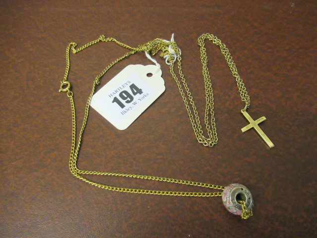 9CT GOLD CROSS ON CHAIN AND ANOTHER Image