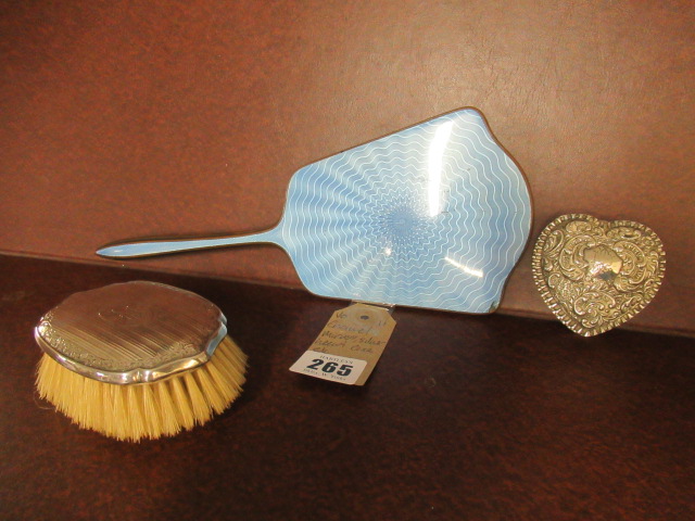 ENAMEL MIRROR AND SILVER HEART BOX ETC Image