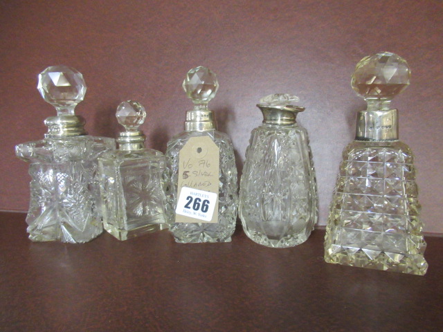 FIVE SILVER MOUNTED SCENT BOTTLES Image