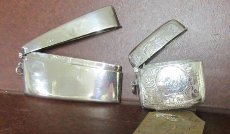 TWO SILVER MATCH HOLDERS Image