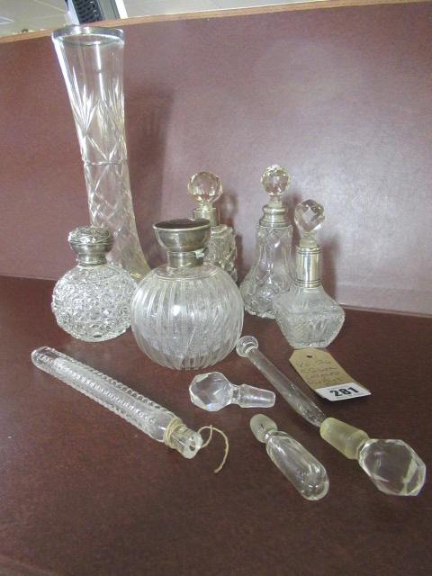 FIVE SILVER COLLARED BOTTLES ETC Image