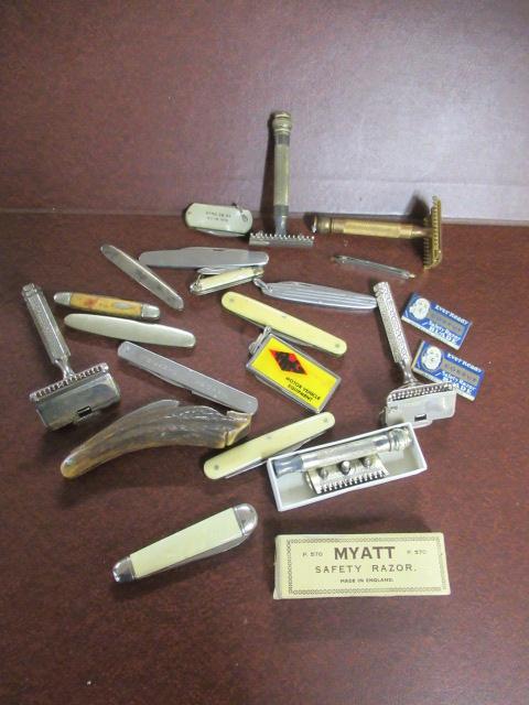 QUANTITY OF PEN KNIVES AND A RAZOR Image