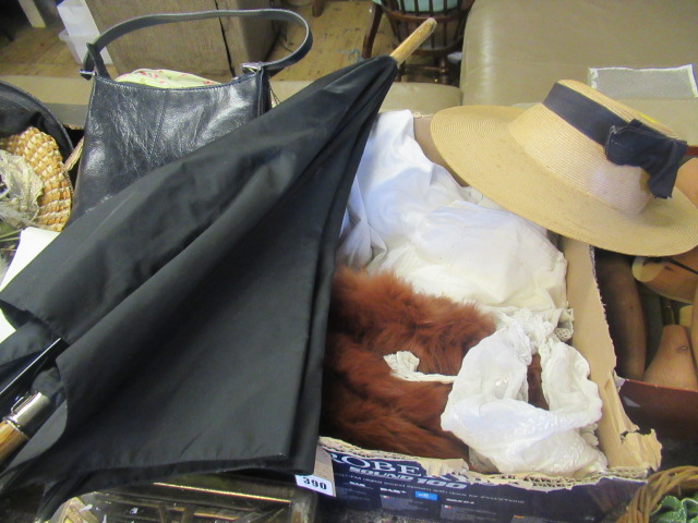 GENTS SILVER MOUNTED JAMES SMITH UMBRELLA  AND FUR STOLE ETC Image