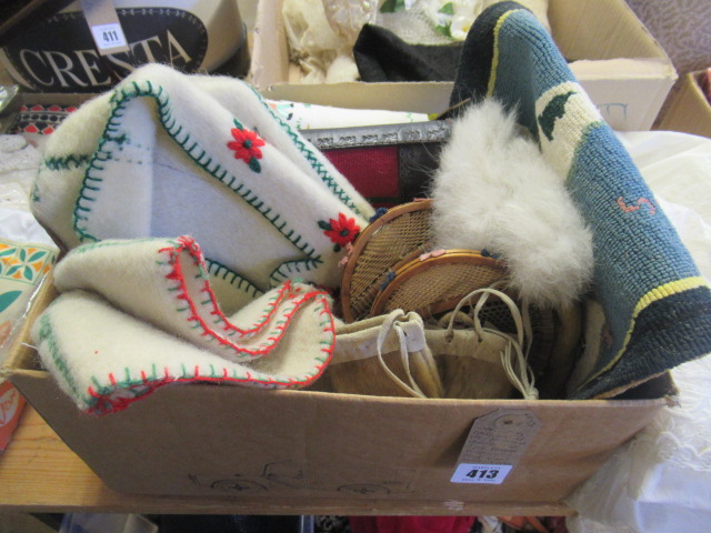 INTERESTING COLLECTION OF NEWFOUNDLAND ITEMS INCLUDING TWO PAIRS OF FELTED SLIPPERS   MINIATURE PAIR Image