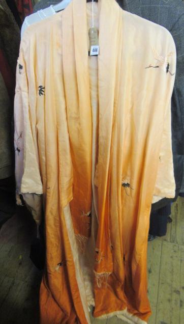 LADY'S  APRICOT SILK EMBROIDERED KIMONO Image