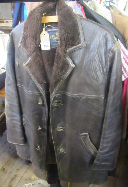 LADY'S ROSS SHEEPSKIN COAT AND A GENTS BROWN LEATHER JACKET Image