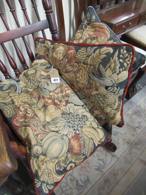THREE VINTAGE TAPESTRY CUSHIONS Image