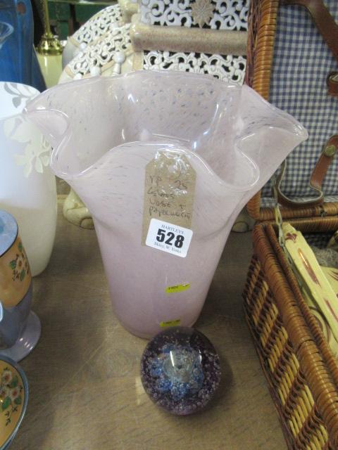 GLASS VASE AND A PAPERWEIGHT Image