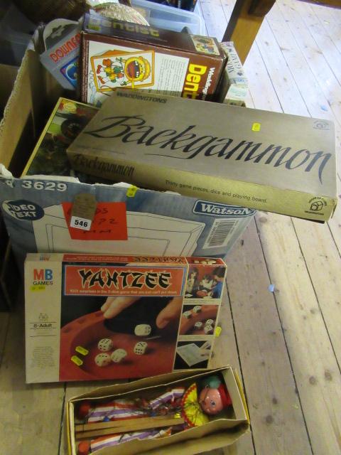 BOX OF BOARD GAMES AND PELHAM PUPPET ETC Image