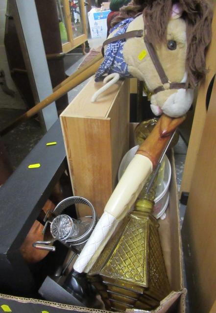BOX OF MISCELLANEOUS INCLUDING HOBBY HORSE Image