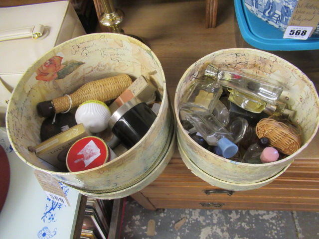 TWO HAT BOXES OF VINTAGE COSMETICS AND PERFUMES Image
