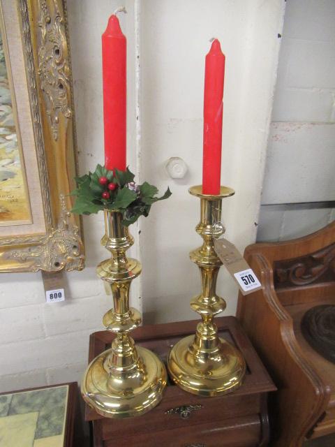 PAIR OF BRASS CANDLESTICKS Image
