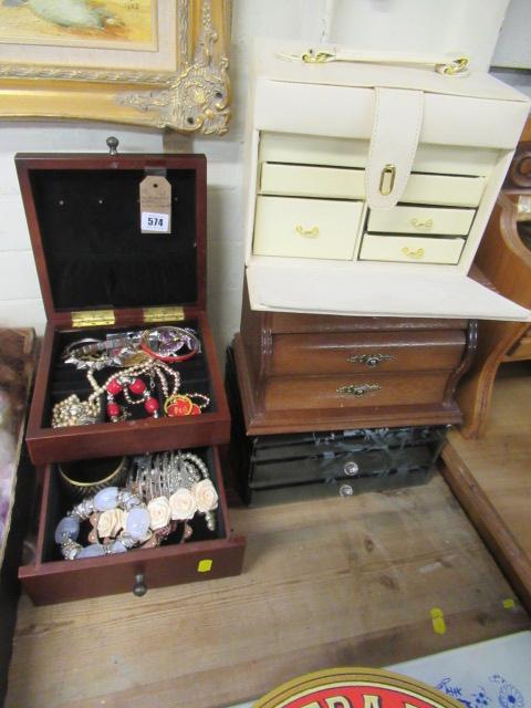 FOUR JEWELLERY BOXES AND CONTENTS Image