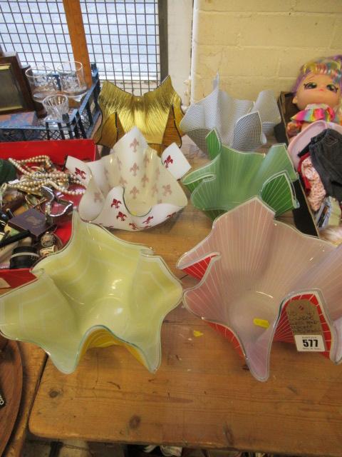 SIX LARGE GLASS HANDKERCHIEF VASES Image