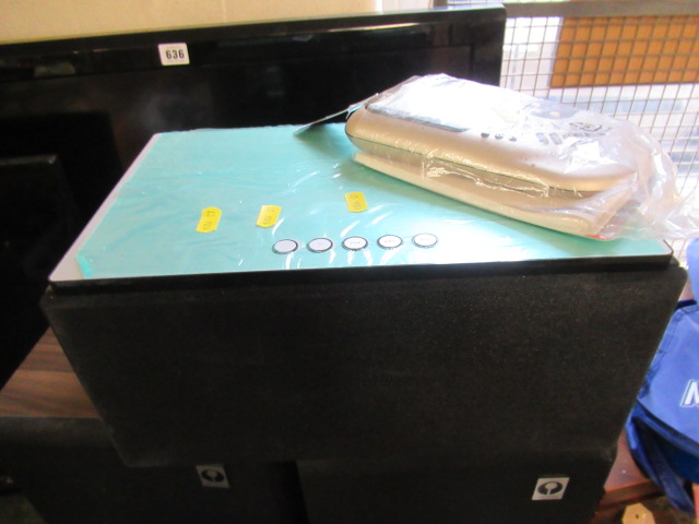 ACOUSTIC SOLUTIONS BLUETOOTH SPEAKER WITH REMOTE AND INSTRUCTIONS AND HANDHELD ELECTRONIC CARD GAME Image