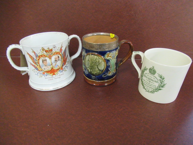 DOULTON EDWARD VII SILVER RIMMED MUG AND TWO OTHERS Image