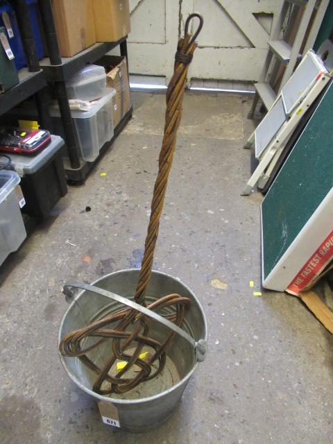 OLD GALVANISED BUCKET AND CARPET BEATER Image