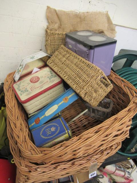 QUANTITY OF WICKER BASKETS AND TINS ETC Image
