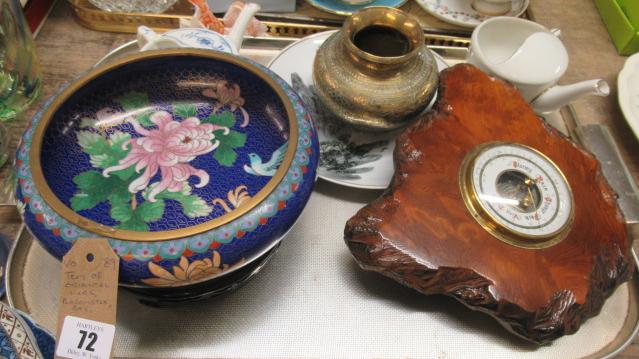 TRAY OF ORIENTAL WARE   BAROMETER ETC Image
